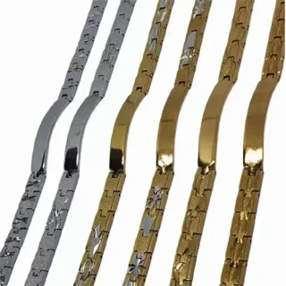 Toptan Lazer Baskıya Uygun Oyma Desenli Çelik Bileklik