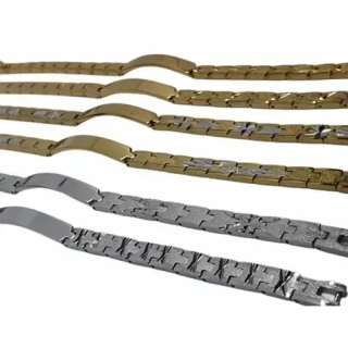 Toptan Lazer Baskıya Uygun Oyma Desenli Çelik Bileklik