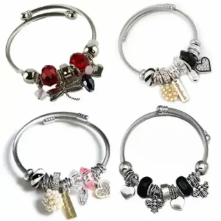 Toptan Charmlı Pandora Stili Çelik Bileklik | Ayarlanabilir Tasarım