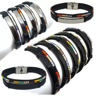 Toptan Çift Sıralı Boncuklu Çelik Bileklikler