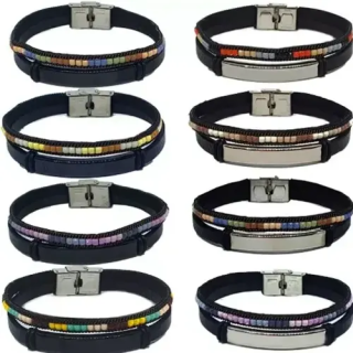 Toptan Çift Sıralı Boncuklu Çelik Bileklikler