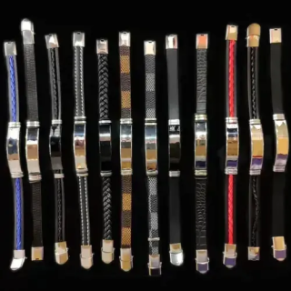 Toptan Lazer Baskıya Uygun Çelik ve Deri Bileklikler