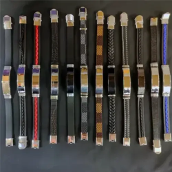 Toptan Lazer Baskıya Uygun Çelik ve Deri Bileklikler