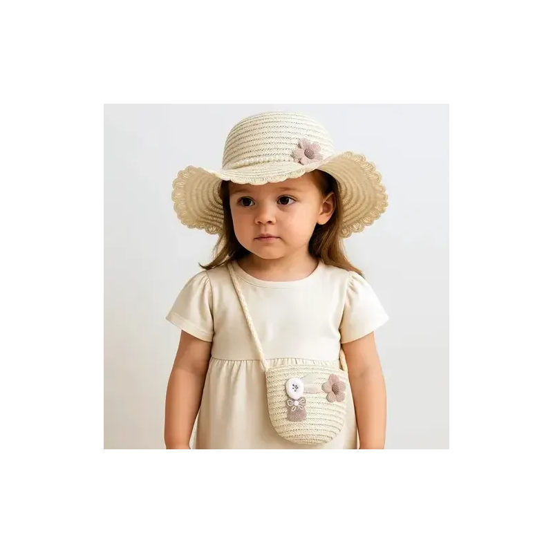 Toptan Çanta | Toptan Çiçek Figürlü Kız Çocuk Şapka ve Çanta Seti