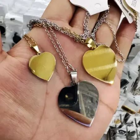 Toptan Lazer Baskıya Uygun Paslanmaz Çelik Zincirli Kolye Uçları