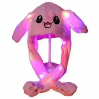 Toptan Sevimli Hareketli Tavşan Kulaklık 3 Mod Led Işıklı Peluş Bere
