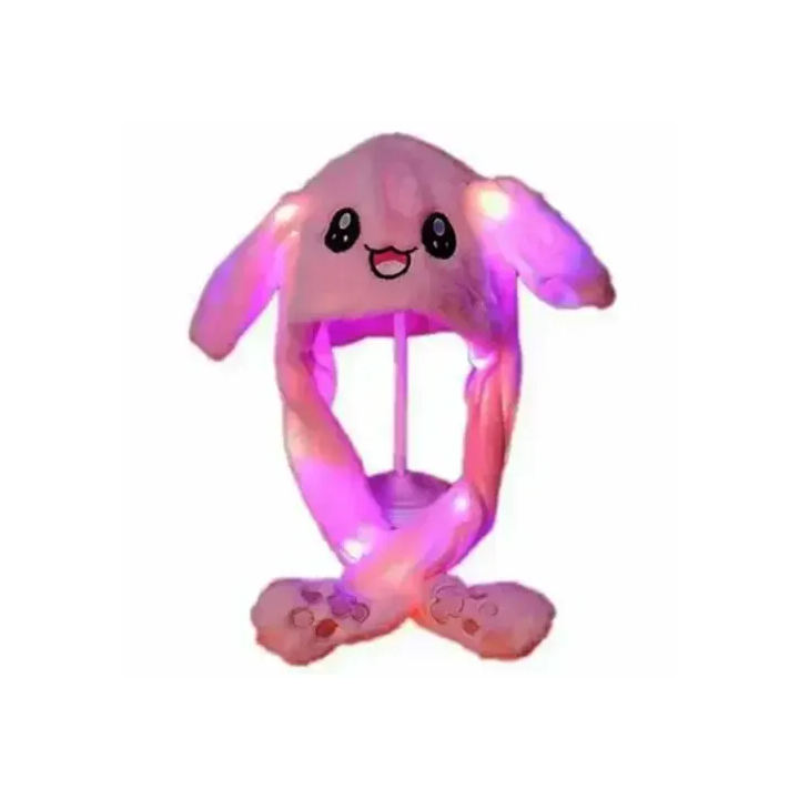 Toptan Sevimli Hareketli Tavşan Kulaklık 3 Mod Led Işıklı Peluş Bere