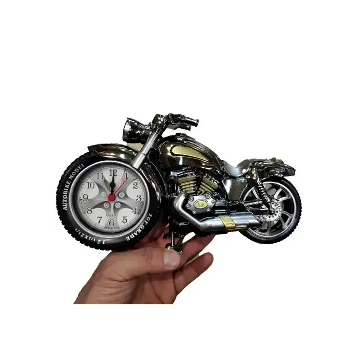 Dekoratif Motosiklet Şeklinde Alarmlı Masa Saati | Toptancigeldi.com