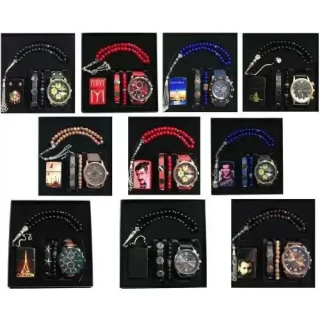 Toptan 5’li Erkek Saat Hediye Seti Çakmaklı