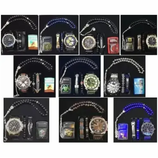 Toptan 5’li Erkek Saat Hediye Seti Çakmaklı