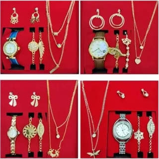 Toptan Kutulu Bayan Kolye Saat Kombin Seti