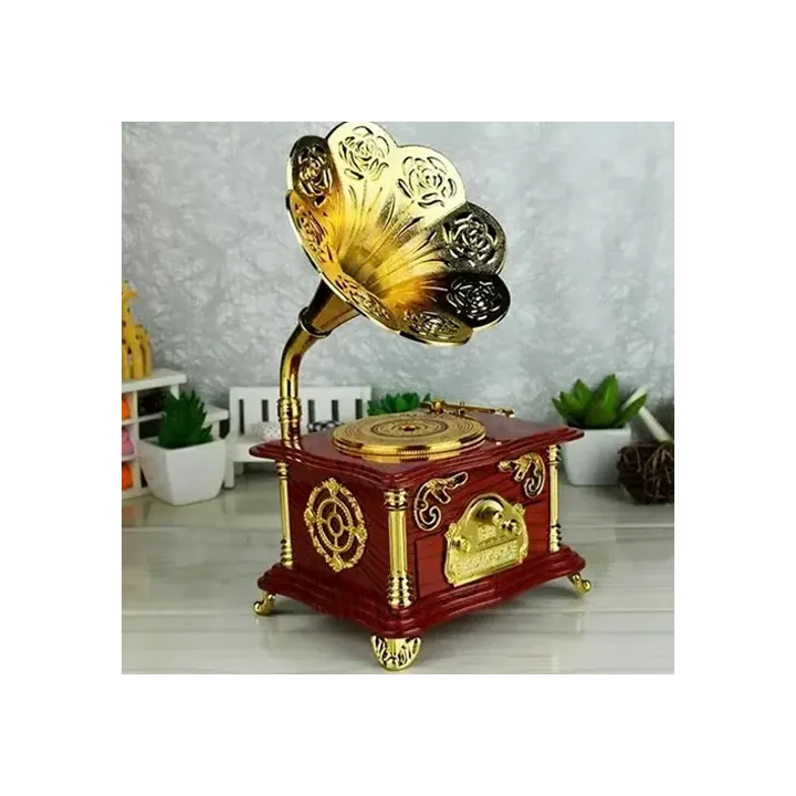 Toptan Gramofon Nostaljik Müzik Kutusu Mekanik Detaylı