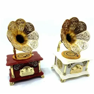 Toptan Gramofon Nostaljik Müzik Kutusu Mekanik Detaylı