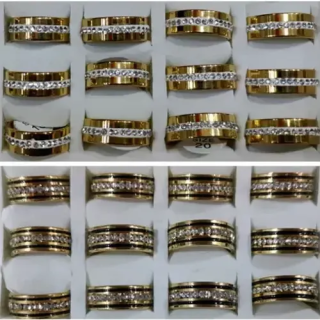 Toptan İthal Taşlı Çelik Alyans Yüzükler | Kararma Yapmaz