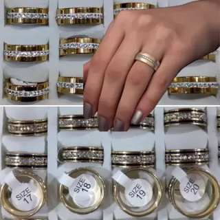 Toptan İthal Taşlı Çelik Alyans Yüzükler | Kararma Yapmaz