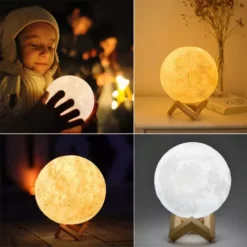 3D Renk Değişen Ay Gece Lambası Şarjlı