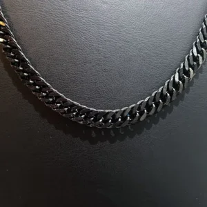 Toptan 1.2mm Siyah Yassı Çelik Zincir Kolye Unisex Model