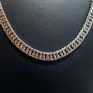 Toptan 1.4mm Parlak Gümüş Yassı Çelik Zincir Kolye | Unisex Model