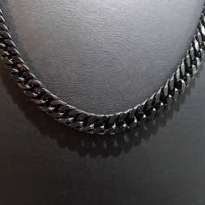 Toptan 1.6mm Siyah Yassı Çelik Zincir Kolye – Erkek & Unisex Model