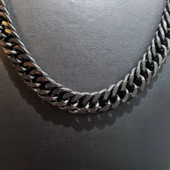 Toptan 1.8mm Siyah Yassı Çelik Zincir Kolye – Ağır & Erkek Model