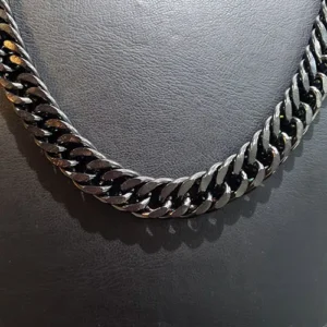 Toptan 1.8mm Siyah Yassı Çelik Zincir Kolye – Ağır & Erkek Model