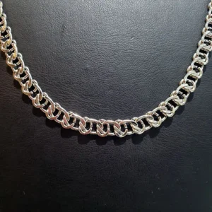 Toptan 7mm Parlak Gümüş Örgü Model Çelik Zincir Kolye  Unisex