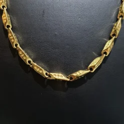 Toptan Çelik Desenli Gold Kibrit Kolye - Parlak Dayanıklı Zincir Model (VRC-25C)