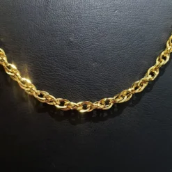 Toptan Çelik Orta Kalın Gold Burgu Zincir Kolye - Parlak Dayanıklı Model (VRC-42B)