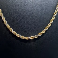 Toptan Çelik Orta Sarı Beyaz Burgu Kolye 0.6mm - Şık İki Renkli Zincir (VRC-32C)
