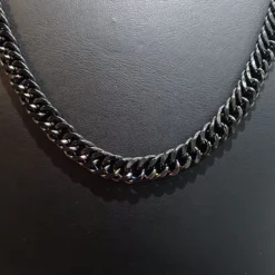 Toptan Çelik Siyah Yassı Zincir Kolye - 1.4mm Kalınlık - Şık Erkek Aksesuar