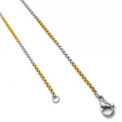 İnce sarı beyaz küp çelik zincir kolye – 4 mm, 55 cm
