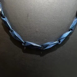 Kalın mavi kibrit çelik zincir kolye – 4–5 mm, 55 cm, 316L mavi kaplama