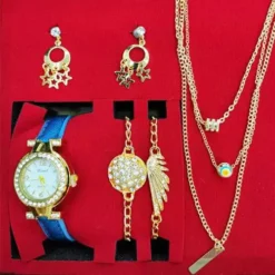 Toptan bayan kolye saat kombin set – hediye kutusunda şık set